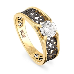 Эксклюзивное кольцо из желтого/лимонного золота 750 пробы с бриллиантом
