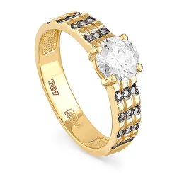 Эксклюзивное кольцо из желтого/лимонного золота 585 пробы с бриллиантами