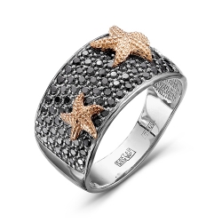 Женское кольцо Морские звезды из белого золота c бриллиантом