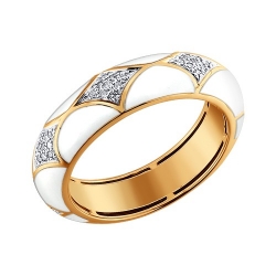 Золотое кольцо, украшенное бриллиантами и эмалью 