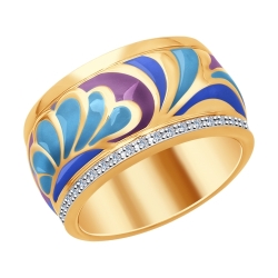 Кольцо из золота с эмалью и бриллиантами 