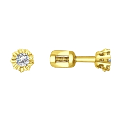 Серьги-пусеты из желтого золота с бриллиантами SOKOLOV 