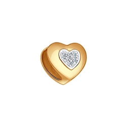 Золотая подвеска шарм в виде сердца (Бриллиант) SOKOLOV