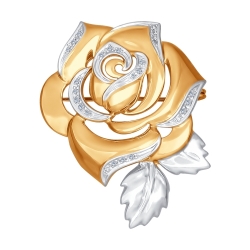 Золотая брошь «Роза» (Бриллиант) SOKOLOV