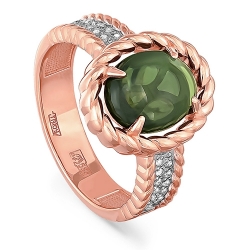 Женское кольцо из красного золота 585 пробы c турмалином, бриллиантом
