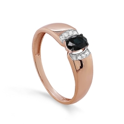 Женское кольцо из красного золота 585 пробы c сапфиром, бриллиантом