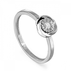 Женское кольцо из белого золота 585 пробы c бриллиантом