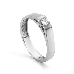 Женское кольцо из белого золота 585 пробы c бриллиантом