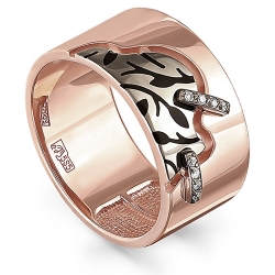 Кольцо из розового золота 585 пробы с бриллиантами и эмалью