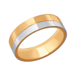 Обручальное кольцо из комбинированного золота без камней SOKOLOV