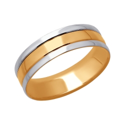 Обручальное кольцо из комбинированного золота без камней SOKOLOV
