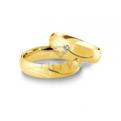 Т-27874 золотые парные обручальные кольца (ширина 5 мм.) (цена за пару)