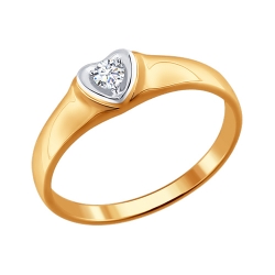 Помолвочное кольцо Сердце из золота с бриллиантом