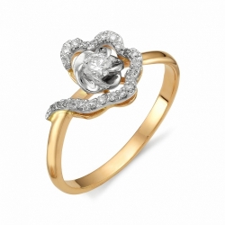 Золотое кольцо в виде цветка с бриллиантами