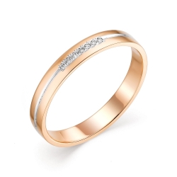 Обручальное кольцо с полосой и бриллиантами