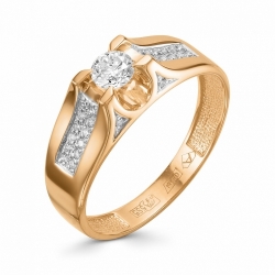 Женское кольцо из красного золота с бриллиантом