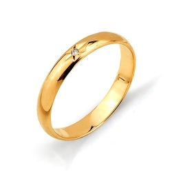 Обручальное кольцо с одним бриллиантом