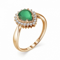 Женское золотое кольцо с агатом и бриллиантом