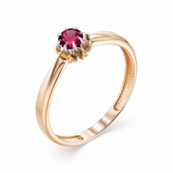 Женское кольцо из красного золота с рубином