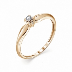 Женское кольцо из красного золота с бриллиантом