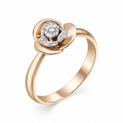 Кольцо из красного золота бриллиантом