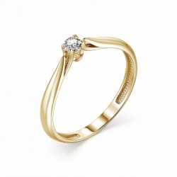 Женское кольцо из желтого золота с бриллиантом