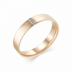Золотое обручальное кольцо с черным бриллиантом