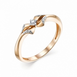Кольцо из красного золота бриллиантом