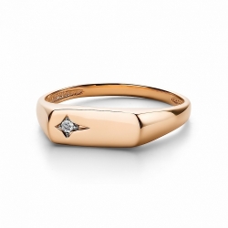 Мужское кольцо из красного золота с бриллиантом
