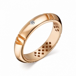 Мужское кольцо из красного золота с бриллиантом
