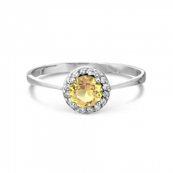 Т301014119 кольцо из белого золота с цитрином, бриллиантами