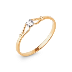 Лёгкое кольцо из золота с бриллиантом
