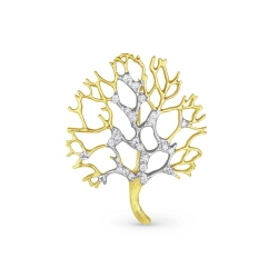 Эксклюзивная брошь Дерево из жёлтого золота с бриллиантами