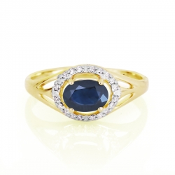 Т941016431 золотое кольцо с сапфиром и бриллиантами
