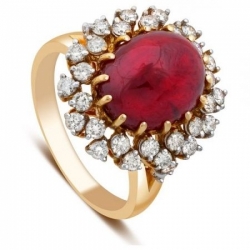 Кольцо из красного золота с бриллиантами и рубином 9,62 карат