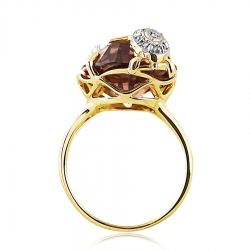 Т931014145 кольцо из желтого золота с раухтопазом, бриллиантами