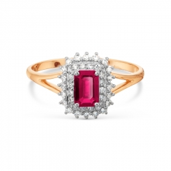 Т141017798 золотое кольцо с рубином, бриллиантами