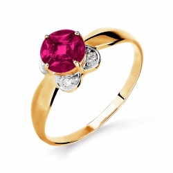 Золотое кольцо с рубинами, бриллиантами
