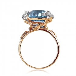 Т141014142 золотое кольцо с топазом, бриллиантами