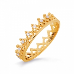 Золотое кольцо Корона с фианитами