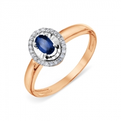 Т146618596 золотое кольцо с сапфиром и бриллиантом