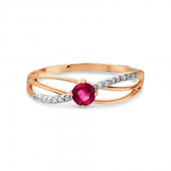 Т141015770 золотое кольцо с рубином и бриллиантом