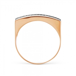 Т182048135-1 мужское золотое кольцо с эмалью и фианитами