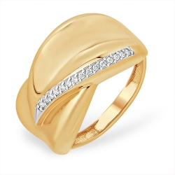 Кольцо “Дорожка” из красного золота 585 с бриллиантами