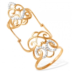 Кольцо “Фаланговое” из красного золота 585 с фианитами