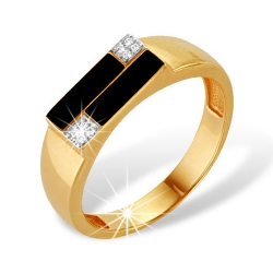 Кольцо “Печатка” из красного золота 585 с фианитами