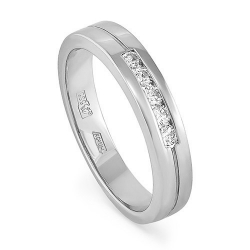 Обручальное кольцо из белого золота 585 пробы с бриллиантами