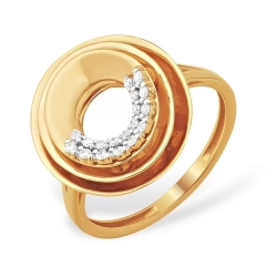 Кольцо из красного золота 585 с 18  бриллиантами, 0,108 карат, трендовое, необычное 