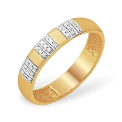 Кольцо из красного золота 585 с 27  бриллиантами, 0,108 карат, дорожка 