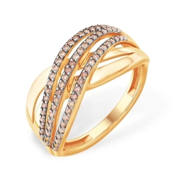 Кольцо из красного золота 585 с 69  бриллиантами, 0,276 карат, дорожка, линия